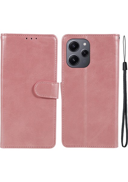 Xiaomi Için Redmi 12 4g Cüzdan Flip Kılıf Buzağı Dokusu Pu Derisi Tam Vücut Şok Geçirmez Stand Telefon Kapağı-Gül Altın (Yurt Dışından)