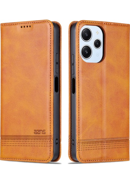 Xiaomi Redmi Için 12 4g Destekleme Stand Telefon Kapağı Pu Deri Deri Cüzdan Kılıfı Manyetik Telefon Kabuğu-Kahverengi (Yurt Dışından)