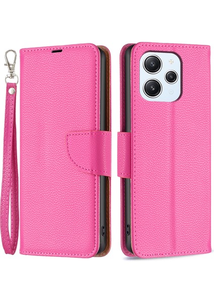 Xiaomi Redmi Için 12 4g Telefon Kapağı Cüzdan Pu Deri Litchi Doku Telefon Flip Stant Kılıfı-Gül- (Yurt Dışından)