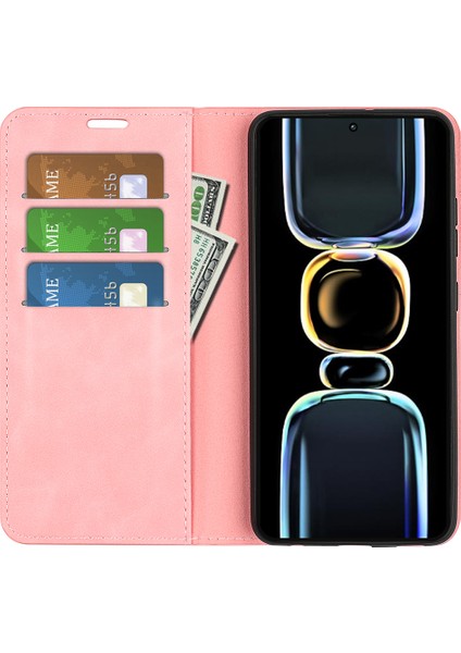 Xiaomi Redmi Için K60E 5g Cilt Touch Hissed Hisset Manyetik Cüzdan Kılıfı Pu Deri Deri Stand Telefon Kapağı-Pembe (Yurt Dışından) fiyatları