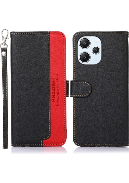 Xiaomi Redmi Için 12 4g Litchi Doku Stand Telefon Kılıfı Rfıd Engelleme Deri Kabuk Cüzdan Telefon Kapağı-Siyah (Yurt Dışından)