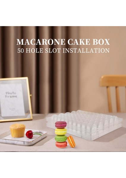 Şeffaf Pet Kapatılabilir Fransız Macaron Saklama Tepsileri - Set Başına 50 Makaron Tutar - 4'lü Paket (Yurt Dışından)