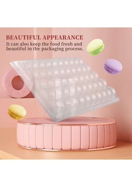 Şeffaf Pet Kapatılabilir Fransız Macaron Saklama Tepsileri - Set Başına 50 Makaron Tutar - 4'lü Paket (Yurt Dışından)