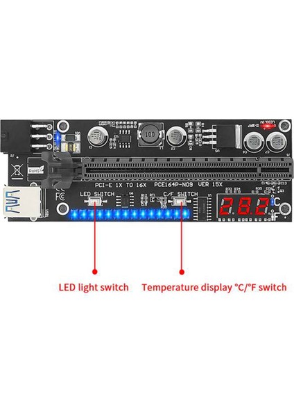VER15X Plus Pcıe Yükseltici 15X Plus Express 1x - 16X Sata - 6pin Yükseltici Kart Sıcaklık Göstergesi Madencilik Madenci Için LED (Yurt Dışından)
