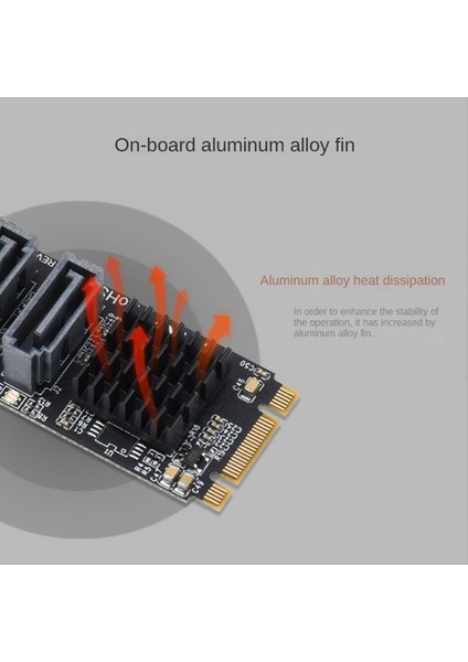 M.2 Ngff Sata - 5 Bağlantı Noktalı Sata3 Genişletme Kartı JM582 Ana Çip, Alüminyum Alaşımlı Isı Emici Sürücü Ücretsiz Destek Sata Pm (Yurt Dışından)