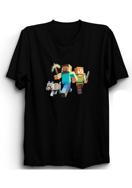 Minecraft, With Dog, Oyun Game Tişört