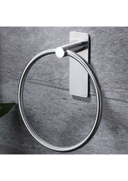 Banyo Için Kendinden Yapışkanlı Yuvarlak Havlu Askısı, Paslanmaz Çelik Siyah (Yurt Dışından)