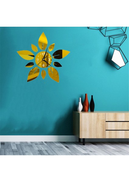 40 cm Dıy Çiçek Yaprak Ayna Akrilik Ayna Duvar Saati Etiket C (Yurt Dışından) modelleri