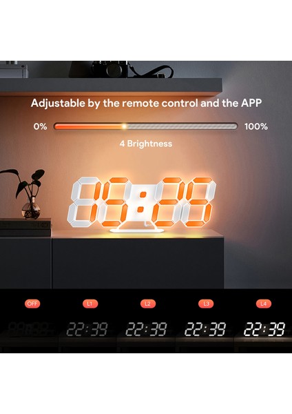 Ev Yatak Odası Için Uygulama Kontrolü ile 3D LED Dijital Duvar Saati Rgb Saat (Yurt Dışından) indirimleri