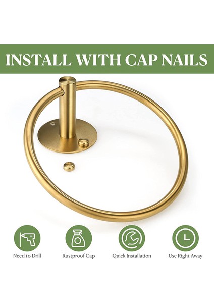 Yuvarlak Havluluk Banyo, Kendinden Yapışkanlı Delgeçsiz Montaj (Altın) (Yurt Dışından) indirimleri