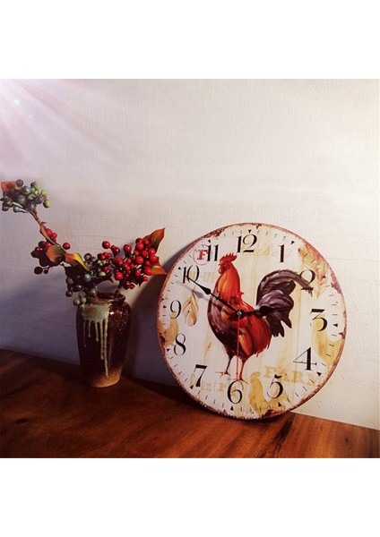 12 Inç Rustik Horoz Sessiz Geçmeyen Duvar Saati (Yurt Dışından) modelleri