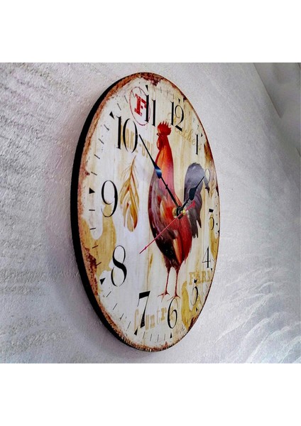 12 Inç Rustik Horoz Sessiz Geçmeyen Duvar Saati (Yurt Dışından) fırsatları