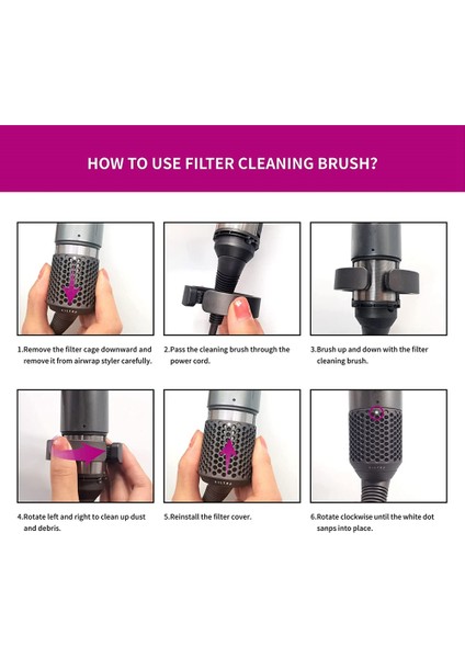 Dyson Airwrap Styler HS01 HS05 Filtre Temiz Fırça Eki Için 2 Adet Filtre Temizleme Fırçası (Yurt Dışından)