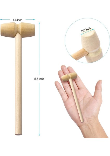 20 Adet Ahşap Çekiçler, Çikolata Için Ahşap Çekiç, Deniz Ürünleri Için Çok Amaçlı Katı Doğal Mini Ahşap Çekiç Yengeç Istakoz (Yurt Dışından)