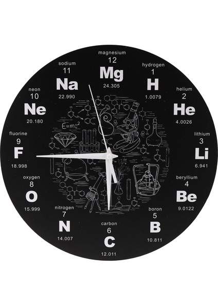 Periyodik Element Tablosu Duvar Sanatı Kimyasal Semboller Duvar Saati Siyah (Yurt Dışından)
