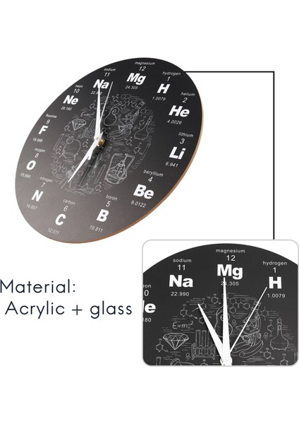 Periyodik Element Tablosu Duvar Sanatı Kimyasal Semboller Duvar Saati Siyah (Yurt Dışından) fiyatları