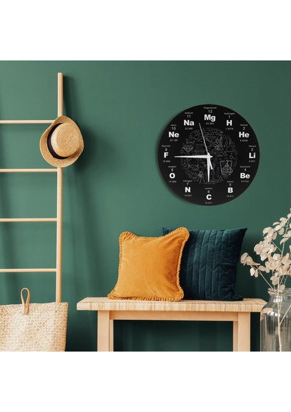Periyodik Element Tablosu Duvar Sanatı Kimyasal Semboller Duvar Saati Siyah (Yurt Dışından) modelleri