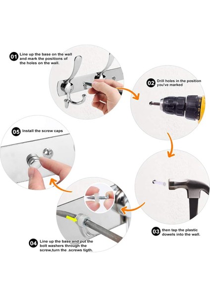Duvar Askıları - Paslanmaz Çelik Askılar (2'li Paket) (Yurt Dışından)