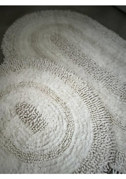 Makaroni Doğal Pamuklu 2'li Banyo Paspas Seti 60X100+50X60 cm Beyaz fiyatları