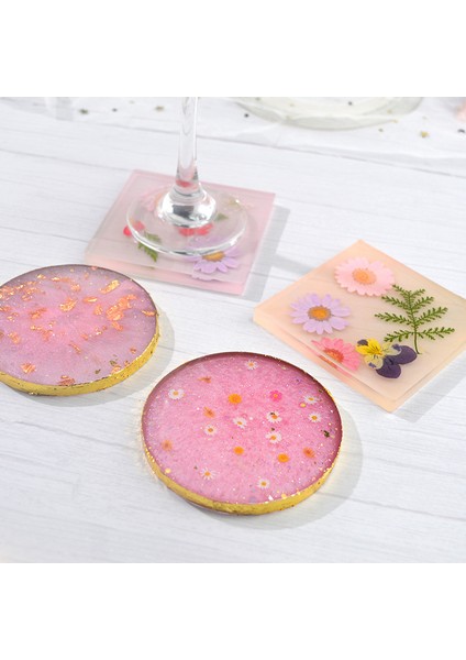 Paket Yuvarlak ve Kare Şekli Coaster Taban Silikon Kalıp Reçine Kalıpları Epoksi Uv Dıy Reçine Zanaat Ev Dekorasyon Araçları (Yurt Dışından)