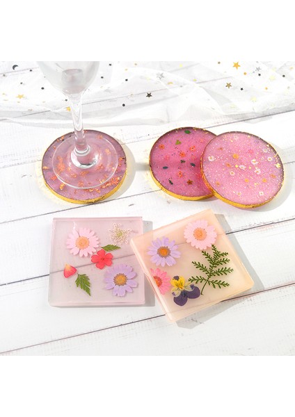 Paket Yuvarlak ve Kare Şekli Coaster Taban Silikon Kalıp Reçine Kalıpları Epoksi Uv Dıy Reçine Zanaat Ev Dekorasyon Araçları (Yurt Dışından)