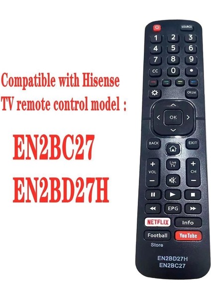 Hisense Akıllı Tv Uzaktan Kumandası Için Tv Uzaktan Kumandası EN2BC27 (Yurt Dışından) modelleri