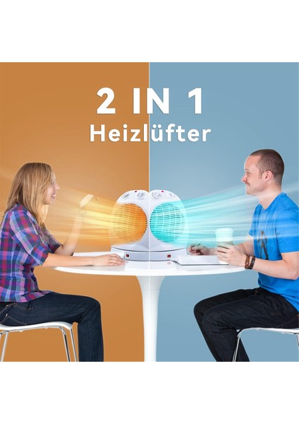 2000W, 120° Fanlı Isıtıcı, 2 Isıtma Ayarlı, Ayarlanabilir, Eu Fişi (Yurt Dışından)