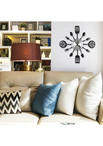 16 Inç Büyük Mutfak Duvar Saatleri Kaşık ve Çatallı(Siyah) (Yurt Dışından) modelleri