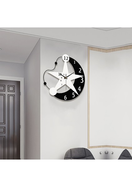 Salon Yıldız&ay Duvar Saati Büyük Sessiz Duvar Saati (Yurt Dışından)