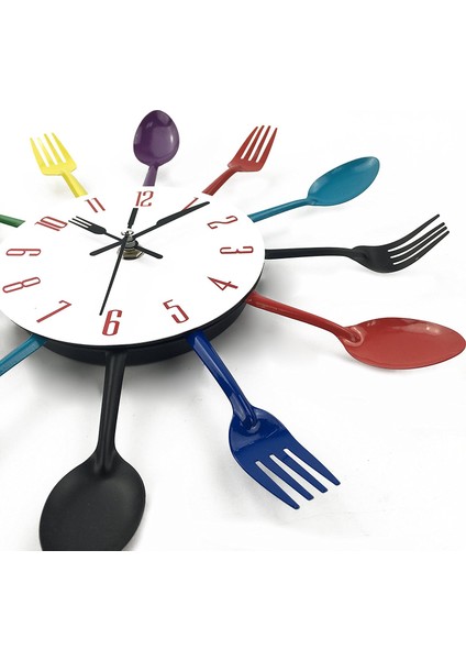 Mutfak Duvar Saati, 3D Kaşık Çatal Duvar Saati Ayna Duvar Çıkartması (Yurt Dışından) modelleri