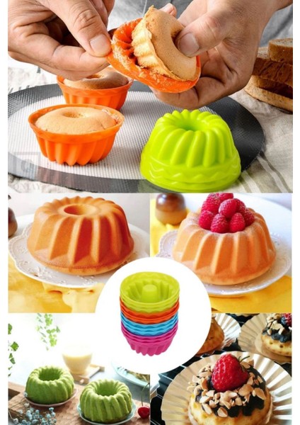 12'li Yıkanabilir Mini Chef Muffin Pişirme Kalıbı, Silikon Göbekli Kek, Cupcake, Hamur Işi Kap