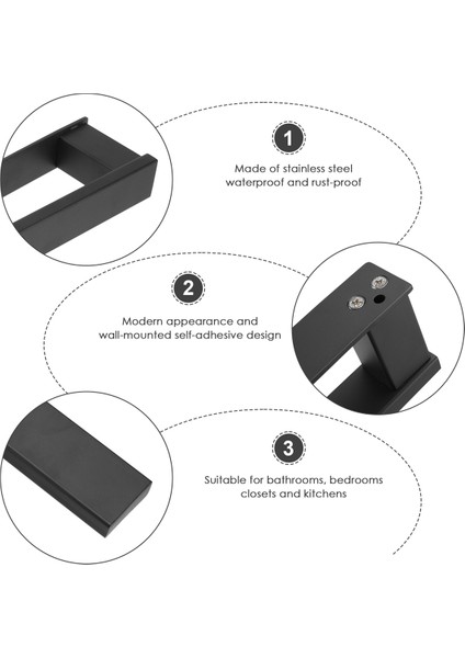 Havlu Askısı - Kendinden Yapışkanlı No Punch Havlu Askısı(Siyah) (Yurt Dışından)