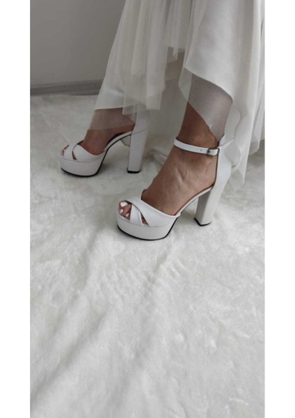 Pamuk Çapraz Bant Platform Ayakkabı AP6B - Beyaz - 40 - ST00531-BEYAZ-40