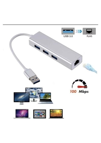 Macbook Gigabit Ethernet Adaptör USB 3.0 Gigabit Ethernet USB Hub USB 3.0 Çoğaltıcı macbook Uyumlu