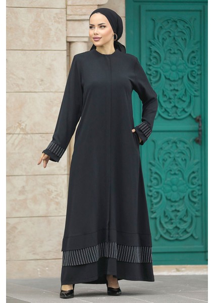 Cepli Siyah Tesettür Ferace 20132S