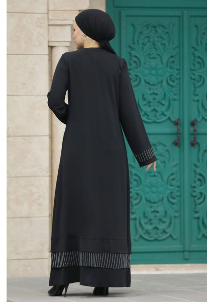 Cepli Siyah Tesettür Ferace 20132S modelleri
