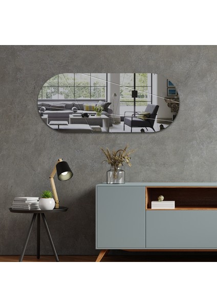Ayna | Füme Ayna | Victory Tasarım Kanallı Oval Ayna | 50CM x 120CM