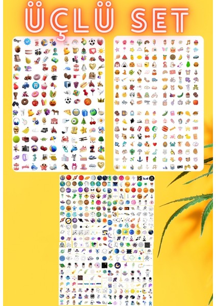 Üçlü Fırsat Seti - 16 Sayfa - 1000 Adet Sticker - 3D Boyutlu - Karışık - Gezegen Etiket Seti