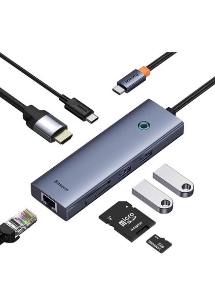 Pd 100W 7in1 Type-C To Dönüştürücü Hub Type-C To HDMI4K@60Hz Usb3.0 1000 Mbps RJ45 Ekran Paylaşma