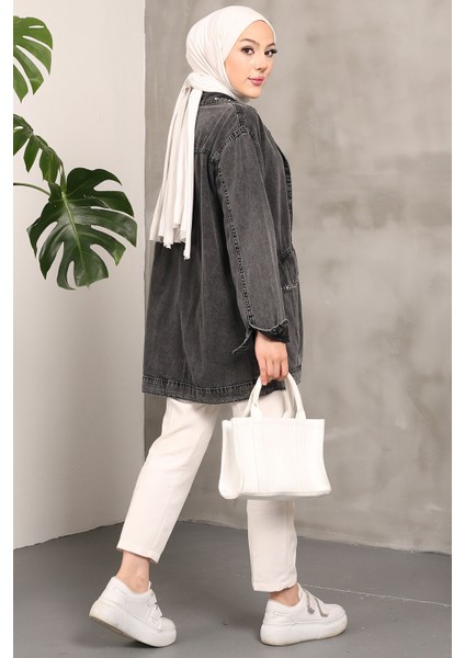 Antrasit Taşlı Kot Ceket indirimleri