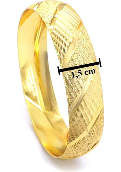 1.5 cm Yan Çizgili Model BLZ-3085 Altın Kaplama Bilezik