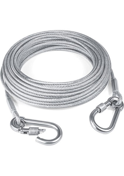 Adet Çelik Tel Çekme HALATI-5MM-10M Siyah, Gümüş Karabina (Yurt Dışından)