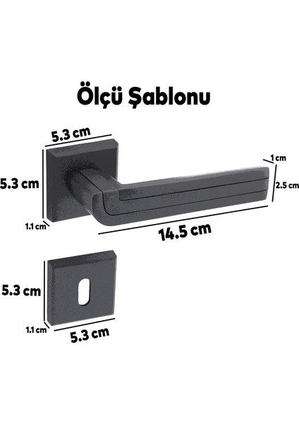 Defne Lüx Mat Siyah Kare Rozetli Oda Kapısı Kapı Kolu Sağa ve Sola Uygun Kapı Kolları 1 Takım