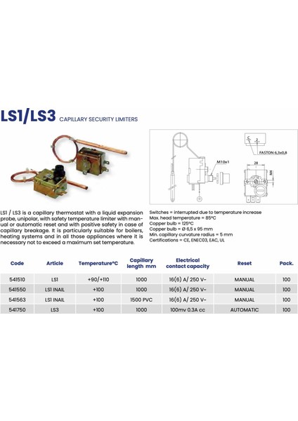 Imıt LS1/541558 - 100°C Limit Termostat - Italyan