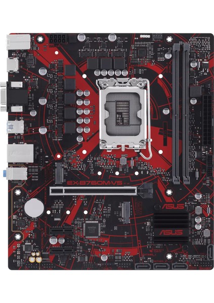 ASUS EX-B760M-V5 Intel B760 LGA1700 DDR5 8000 HDMI VGA Çift M2 USB3.2 2.5Gbit LAN mATX (EX-B760M-V5) Anakart