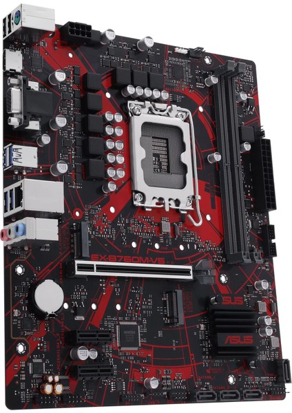 ASUS EX-B760M-V5 Intel B760 LGA1700 DDR5 8000 HDMI VGA Çift M2 USB3.2 2.5Gbit LAN mATX (EX-B760M-V5) Anakart