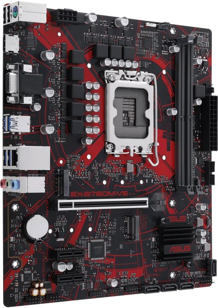 ASUS EX-B760M-V5 Intel B760 LGA1700 DDR5 8000 HDMI VGA Çift M2 USB3.2 2.5Gbit LAN mATX (EX-B760M-V5) Anakart