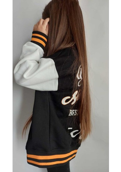 Unisex Çocuk Siyah Kolej Ceket