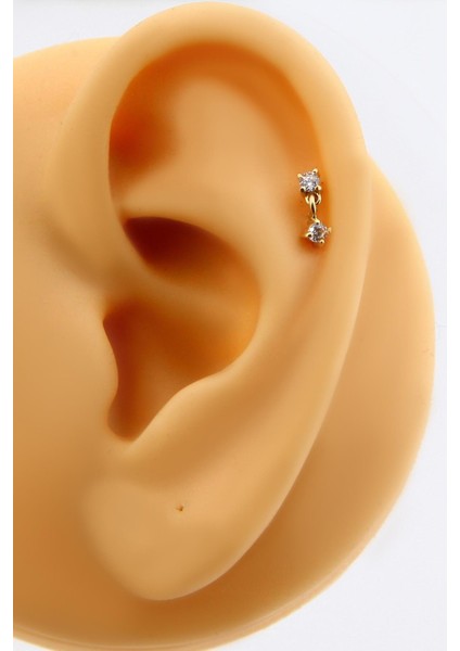 14 Ayar Altın Tektaş Sallantılı Kıkırdak Küpe Tragus Helix fiyatları