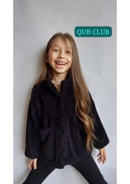 QUB CLUB Unisex Çocuk Mürdüm Peluş Ceket Beden Tablosuna Göre Alım Yapabilirsiniz